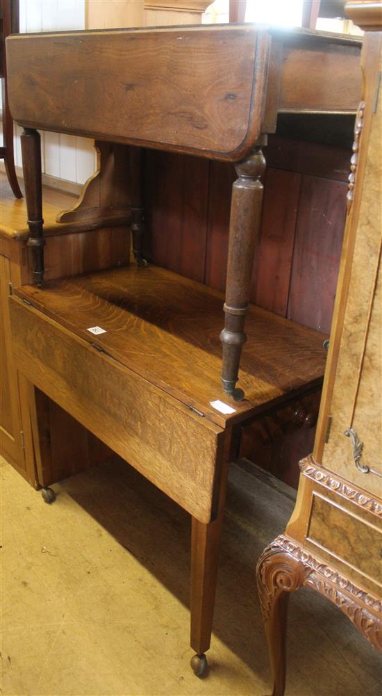Mahogany Pembroke table and an oak Pembroke table